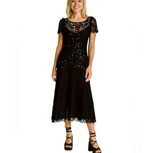 Y2K Night Moves Sequin Lace Midi Dress 9/10 Whimisgoth Party Holiday Fairy